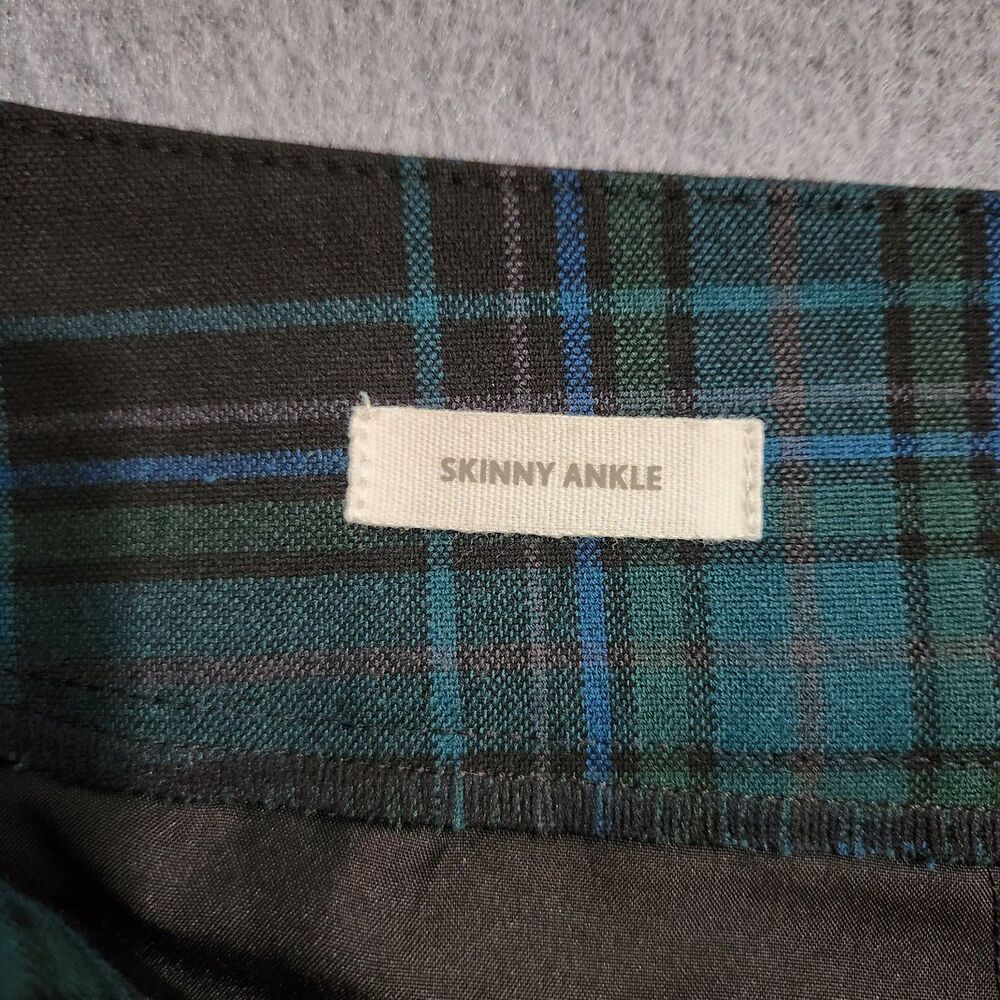 LOFT Outlet Pants Women 12 Green Tartan Plaid Mid Rise Skinny Ankle - Picture 7 of 12